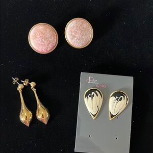 Gold and Pink Earrings Set